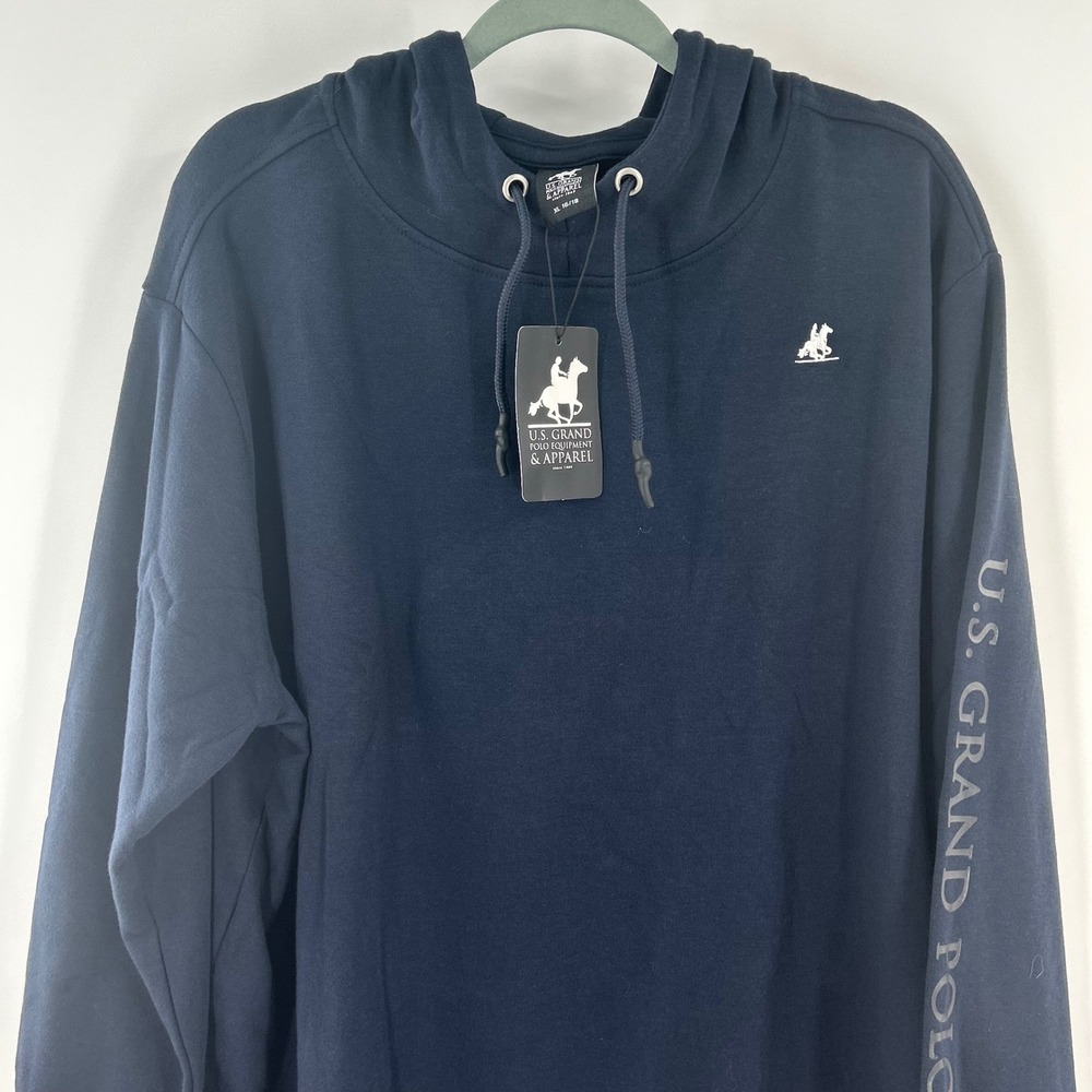 US Grand Polo Equipment Hoodie XL 16/18 Navy Pullover Sweatshirt NWT Horse Lover